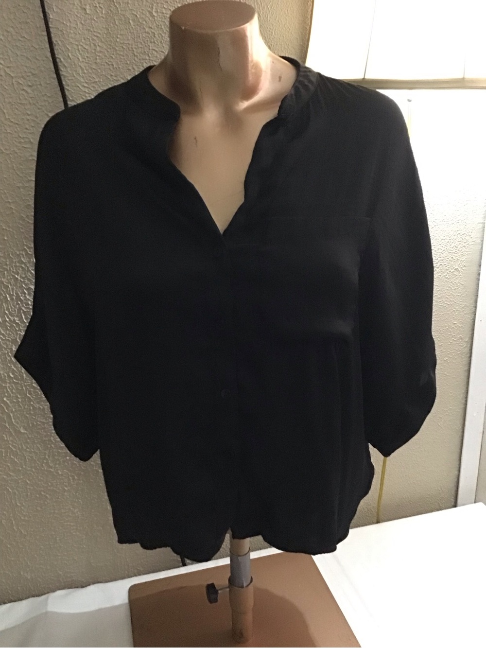 Relaxed Black Button-Front Women's Blouse